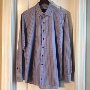 David Donahue Blue & Red Plaid Blend Sport Shirt